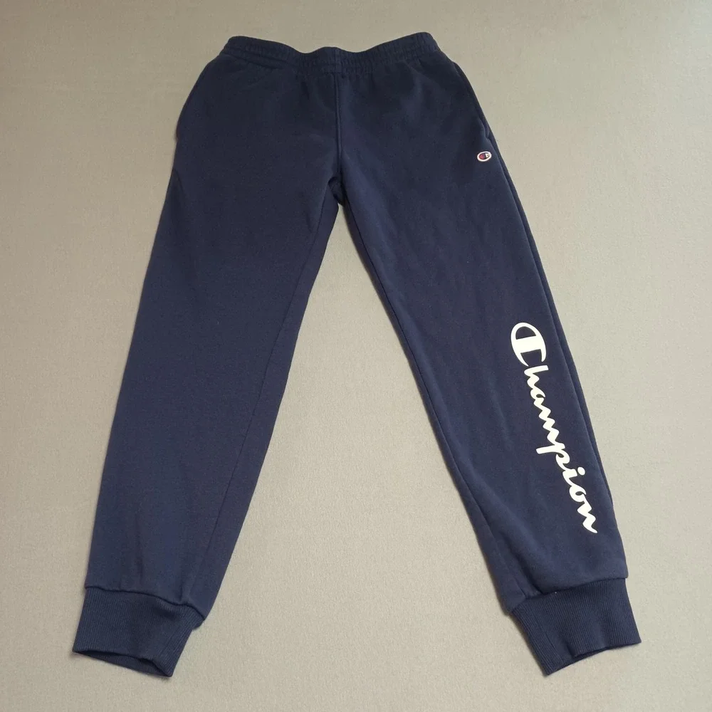 Champion Boys Navy Blue Fleece Joggers Sweatpants Script Logo‎ Size L 10/12